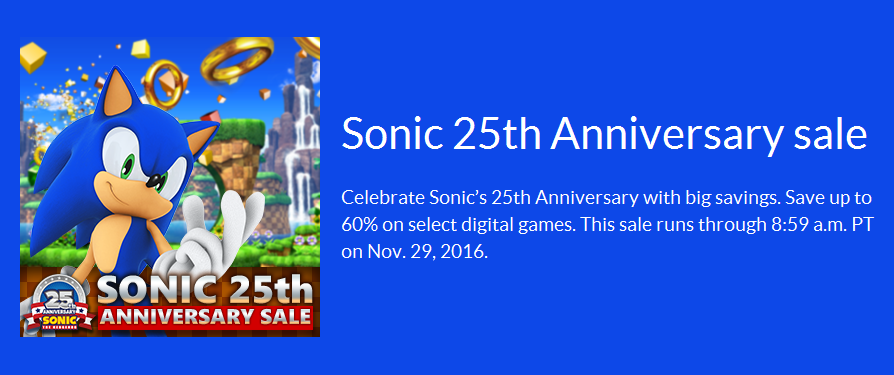 Many Sonic games on sale on the NA 3DS and Wii U eShop until Nov 29th